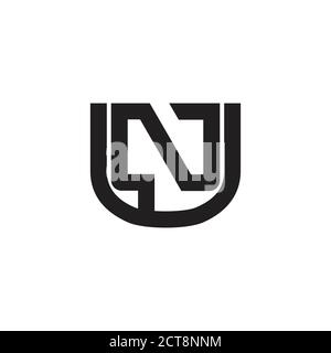 letter un simple linked geometri line logo vector Stock Vector