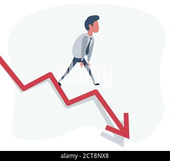Businessman On Falling Down Chart Stock Vector