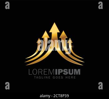 A vector illustration of Golden Arrow Logo Sign Stock Vector
