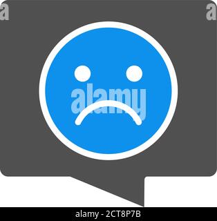 Speech bubble with sad face colored icon. Chat symbol, unpleasant communication, negative feedback symbol Stock Vector