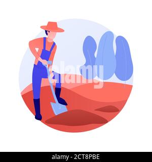 Cultivating the soil abstract concept vector illustration. Stock Vector