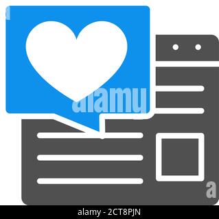 Love article on the Internet colored icon. Website with speech bubble and heart, user feedback symbol Stock Vector