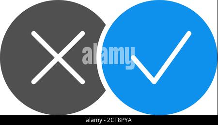 Correct and incorrect checkmarks colored icon. Right and wrong tick symbol Stock Vector