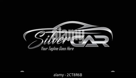 A vector logo illustration of Silver Car Stock Logo Sign Stock Vector
