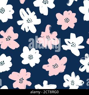 Seamless floral vector pattern with chamomile. Stock Vector