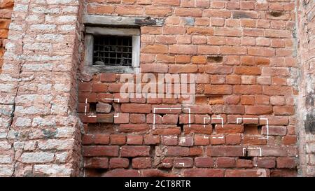bullet marks on a wall at jallianwala bagh massacre site in amritsar, india Stock Photo