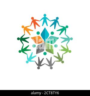 abstract star people vector emblem for education, social community Stock Vector