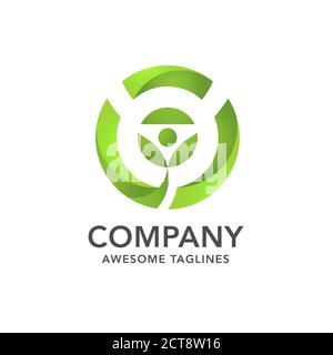 sprout leaf with green circle logo vector Stock Vector