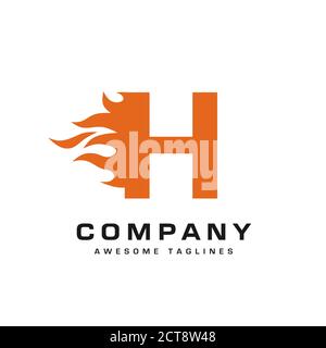 creative Letter h and fire Logo template design vector concept Stock Vector