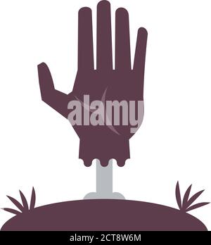 death hand coming out of the ground flat style icon vector illustration design Stock Vector