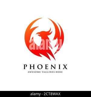 creative simple phoenix bird circle logo concept, best phoenix bird logo design Stock Vector