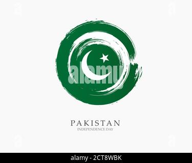 Flag of Pakistan Brush strokes drawn by hand Vector illustration on white background Independence Day Stock Vector