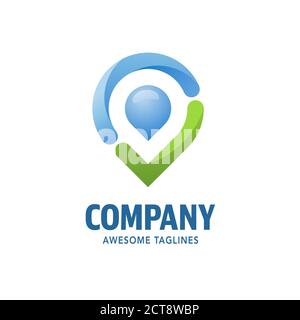 check point logo concept, location pin with check mark vector illustration Stock Vector