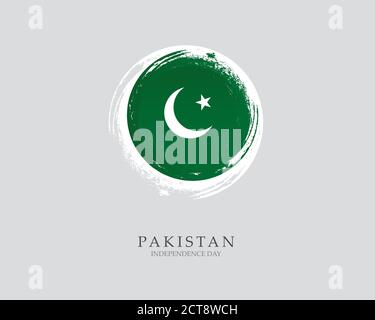 Flag of Pakistan Brush strokes drawn by hand Vector illustration on white background Independence Day Stock Vector