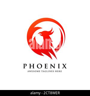 creative simple phoenix bird circle logo concept, best phoenix bird logo design Stock Vector