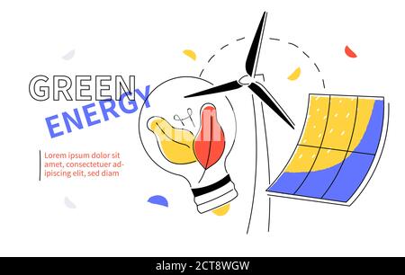 Green energy - colorful flat design style web banner Stock Vector