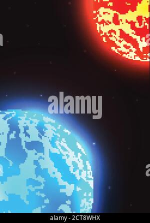 Vector space illustration with stars, planet Earth and Mars. Vector illustration for your creative Stock Vector