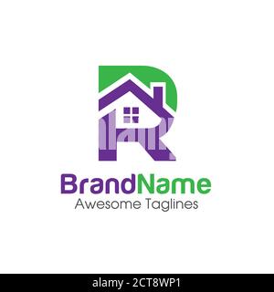 modern initial letter R with roofing style. real estate logo concept Stock Vector