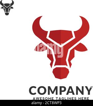 creative simple Bull head vector color logo concept illustration, Buffalo head logo Stock Vector