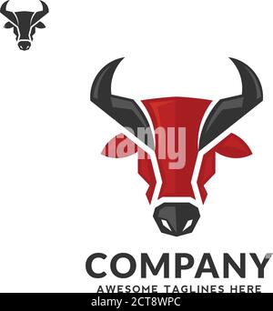 creative simple Bull head vector color logo concept illustration, Buffalo head logo Stock Vector