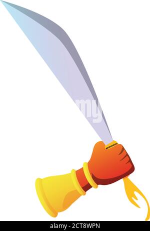 hand holding sword on white background vector illustration design Stock Vector