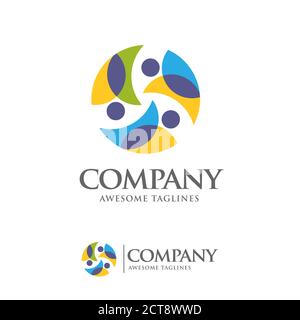 circle colorful people group logo, people connection and community Stock Vector