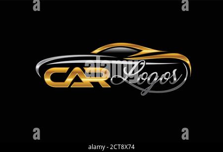 A vector illustration of Car Logo in Gold and Silver color scheme Stock Vector