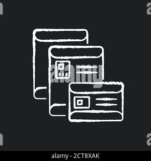 Envelopes chalk white icon on black background Stock Vector