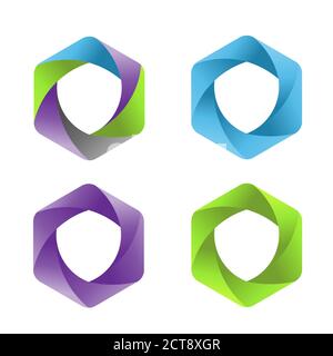 abstract colorful hexagon shield logo vector concept Stock Vector