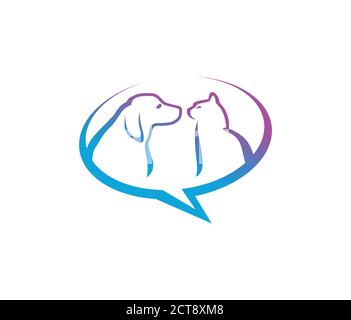 A vector illustration of Cat and Dog for bubble chat logo sign Stock Vector