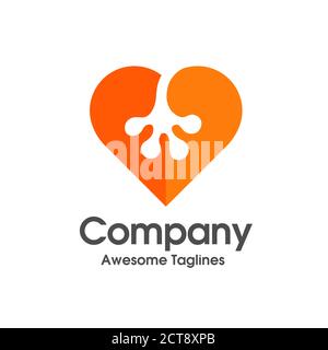 creative and simple love gecko or lizard logo vector concept Stock Vector