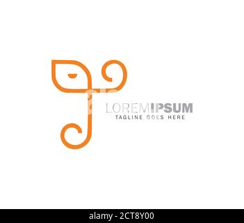 A vector illustration of Simple Outline Elephant Logo Sign in orange and white background Stock Vector