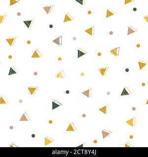 Geometric simple seamless modern pattern. Yellow, green and beige triangles. Trendy vector illustration Stock Vector