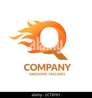 creative Letter Q and fire Logo template design vector concept Stock Vector
