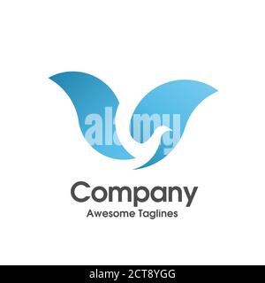 creative simple Bird blue color logo template vector design Stock Vector