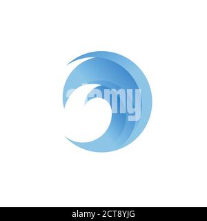 Blue Wave Logo Vector. Wave In Circle Shape Stock Vector