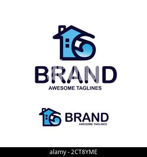 creative home list vector, home decor logo concept, roll of paper and house logo concept Stock Vector
