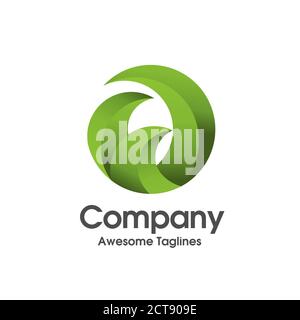 creative simple circle innovation green leaf ecology nature element vector icon Stock Vector