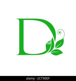 creative initial letter d with leaf logo vector concept element, letter D logo with Organic leaf Stock Vector