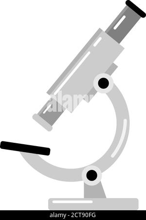 Simple microscope vector illustration. Chemistry, microbiology, pharmaceutical instrument. Symbol of science, chemistry and exploration. Stock Vector