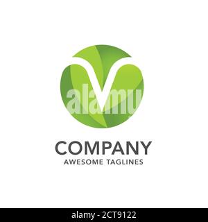 circle green leaf with hidden letter m logo vector concept, creative initial letter m with leaf logo vector Stock Vector