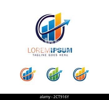A vector illustration of Financial and Accounting Logo Sign with arrow growing bar sign Stock Vector