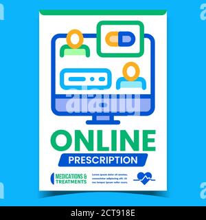 Online Prescription Advertising Poster Vector Stock Vector