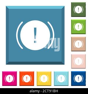 Car dashboard handbrake indicator white icons on edged square buttons in various trendy colors Stock Vector