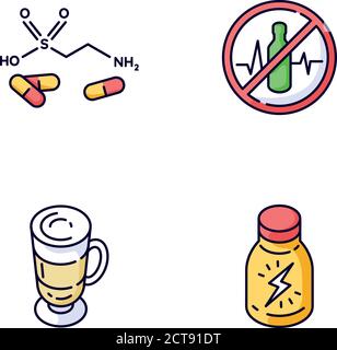 Energy drinks RGB color icons set Stock Vector