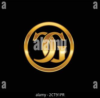 A vector illustration of Golden GC monogram Initial letter Logo in black background Stock Vector