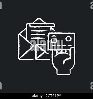 Postage payment chalk white icon on black background Stock Vector