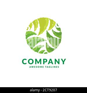 creative simple circle innovation green leaf element vector icon Stock Vector