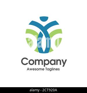 abstract colorful circle human figure active Fitness logo template Stock Vector