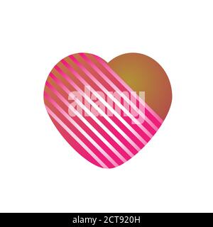 Striped heart icon. Simple illustration of striped heart vector icon for any design Stock Vector